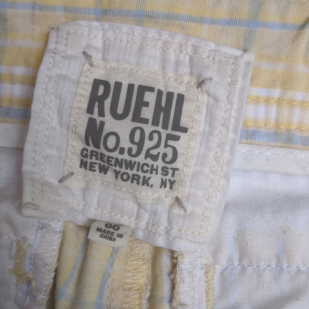 Ruehl 925 Yellow Blue White Plaid Summer Shorts - Picture 2 of 4